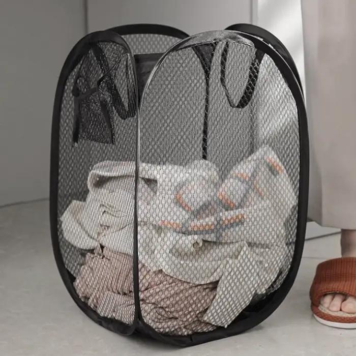 Panier de rangement en tissu éco-responsable pour tri de vêtements, pliable, idéal pour la maison et le voyage en bleu ciel, rose, bleu ou noir