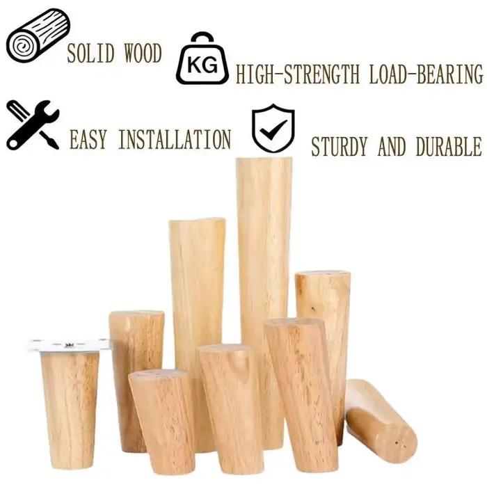Pieds de meubles en bois, conception Oblique et droite, pieds durables antidérapants pour remplaceme