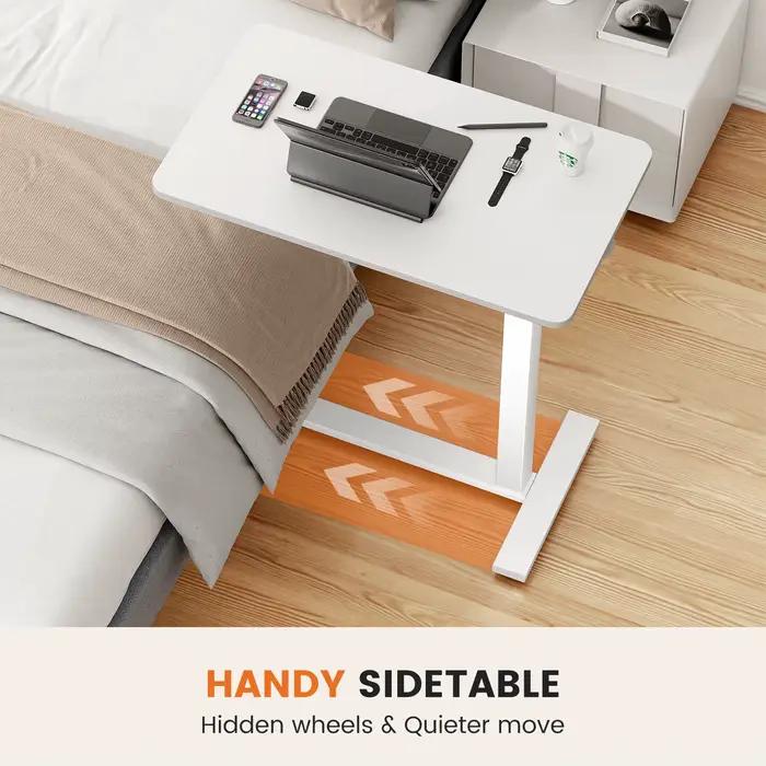JHK – Table de chevet avec roulettes cachées, hauteur réglable, pour usage domestique, ordinateur po