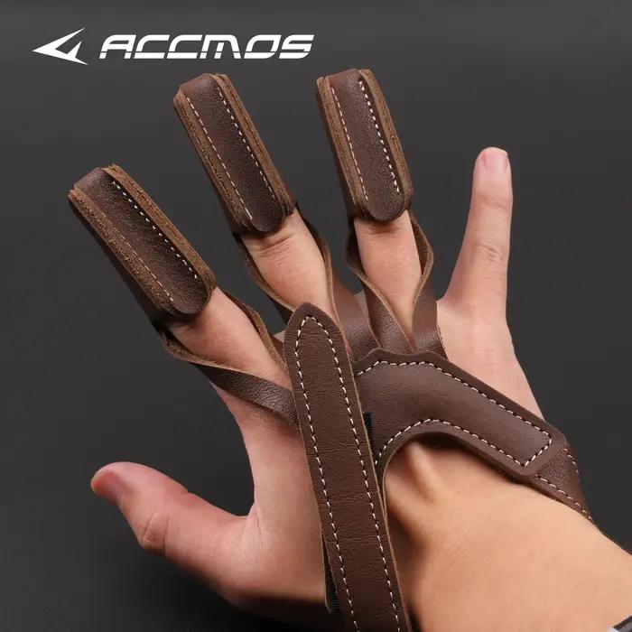 Gant d'archerie trois doigts en cuir - Protection main pour arc traditionnel, recurve et longbow chasse