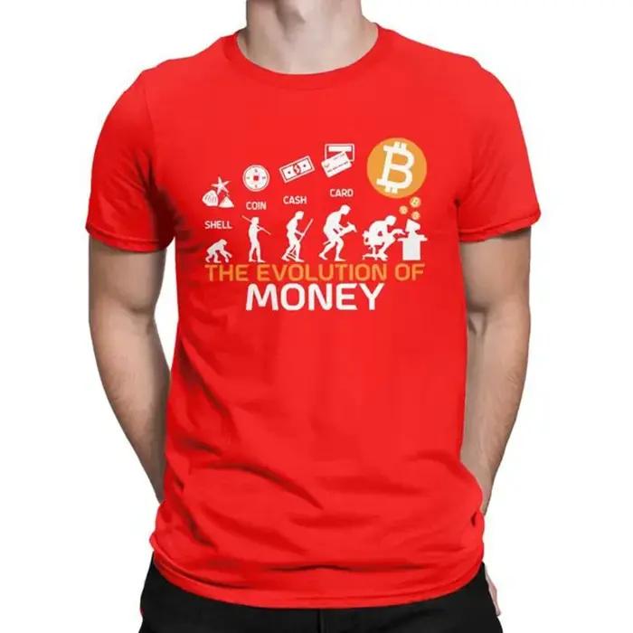 T-shirt graphique BTC Crypto Coin, évolution de l'argent Bitcoin, chemises Crypto, vêtements grande taille, drôle