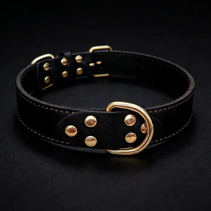 Collier pour chien en cuir véritable de première qualité, 3 tailles pour chiens moyens et grands, fa