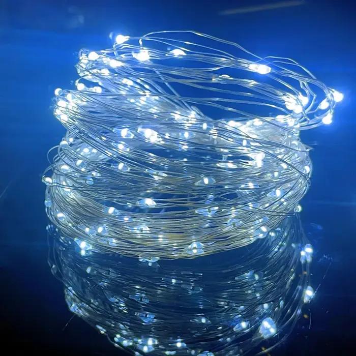 Avec batterie LED guirlandes lumineuses cuivre argent fil guirlande lumineuse fée lumières fête décoration pour noël
