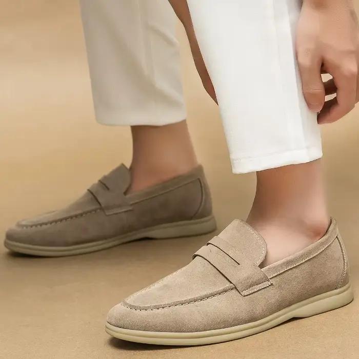 Chaussures de créateur pour homme en cuir suédé rétro mocassins habillés à enfiler pour printemps automne usage quotidien confortable et élégant