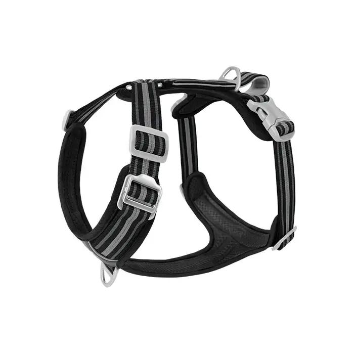 Harnais de poitrine pour chien avec laisse, bande réfléchissante, durable, réglable, souple et léger, pour la promenade en extérieur, empêche le tiraillement du chien