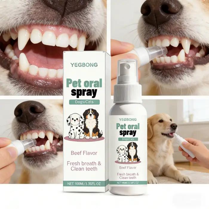 Spray buccal pour chiens et chats, haleine fraîche, dents propres, élimine la plaque et le tartre, sans rinçage, anti-odorant, soin bucco-dentaire sain et inoffensif, facile à utiliser, pour animaux de compagnie, occasions spéciales