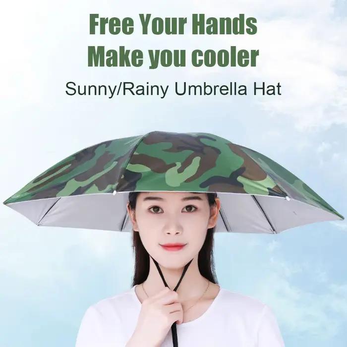 Parapluie coupe-vent pliant portable, chapeau de pêche, pare-soleil, équipement de pluie, extérieur, camping, plage