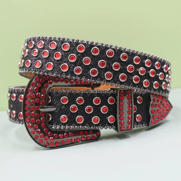 Ceinture en jean pour hommes et femmes, grande taille, en Denim occidental, à rivets brillants, en c