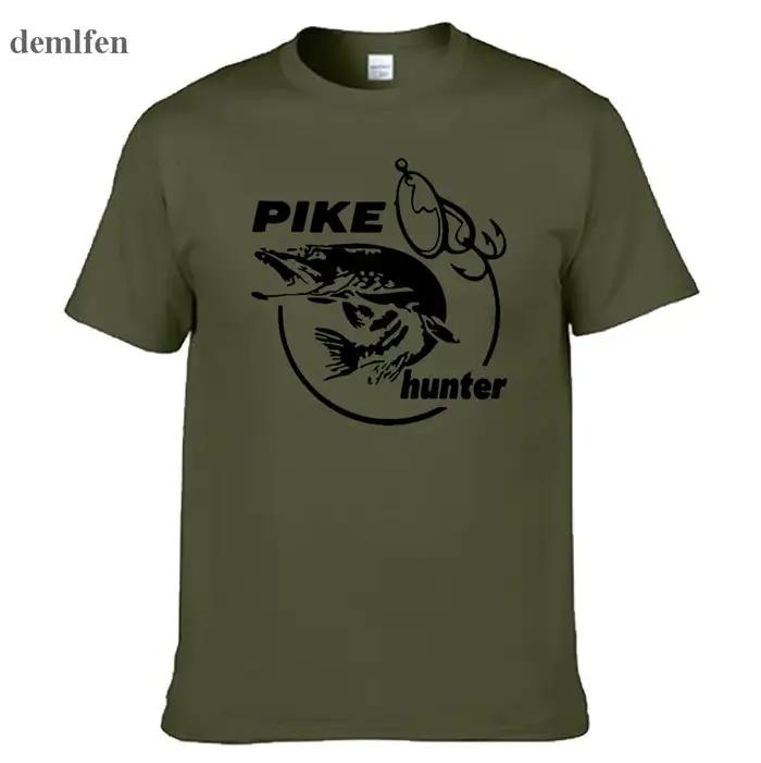T-shirt à manches courtes pour hommes, chasseur de brochet, poisson animal, t-shirts à la mode Colle
