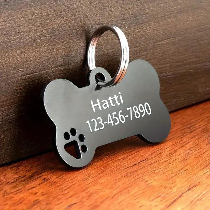 Étiquettes personnalisées gravées de haute qualité en métal pour chien et chat identification sécurité nom numéro de téléphone pendentif en forme d'os pour animal de compagnie occasions spéciales cadeau pour amoureux des animaux