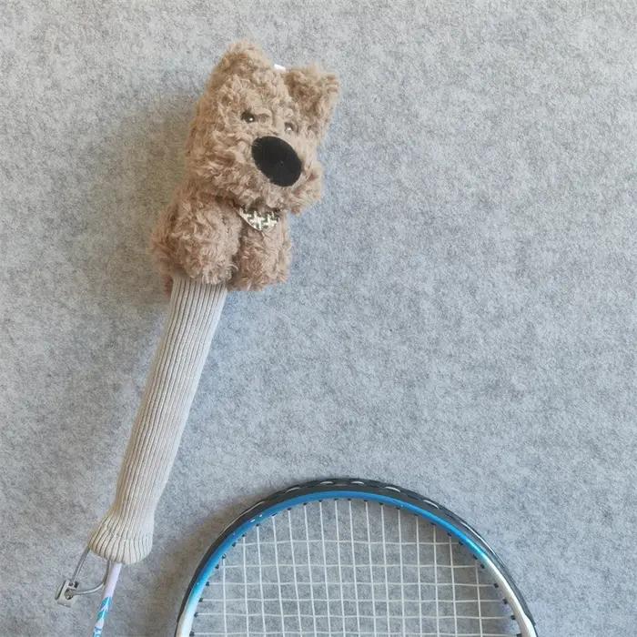 Couverture de poignée de raquette de Badminton pour chien blanc