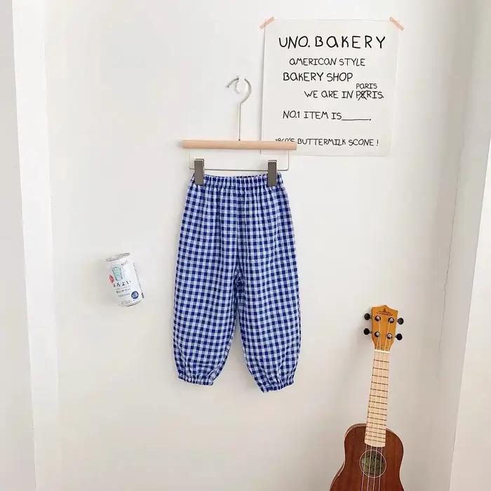 Pantalon d'été moustique vert à carreaux pour enfants, vêtements de plein air, bébé, filles, nouveau