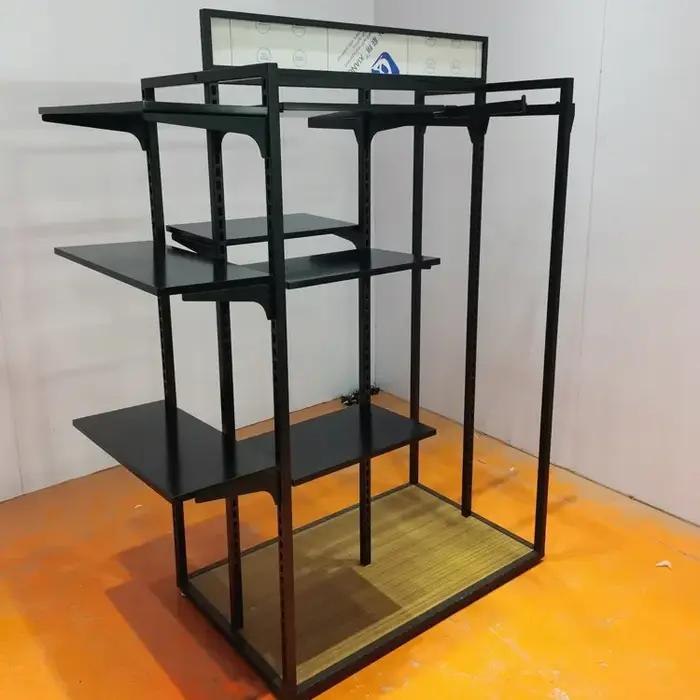 Présentoir double face personnalisable cadre en bois moderne acier inoxydable rangement détaillé pliable pour usage intérieur et exposition chaussures occasions spéciales