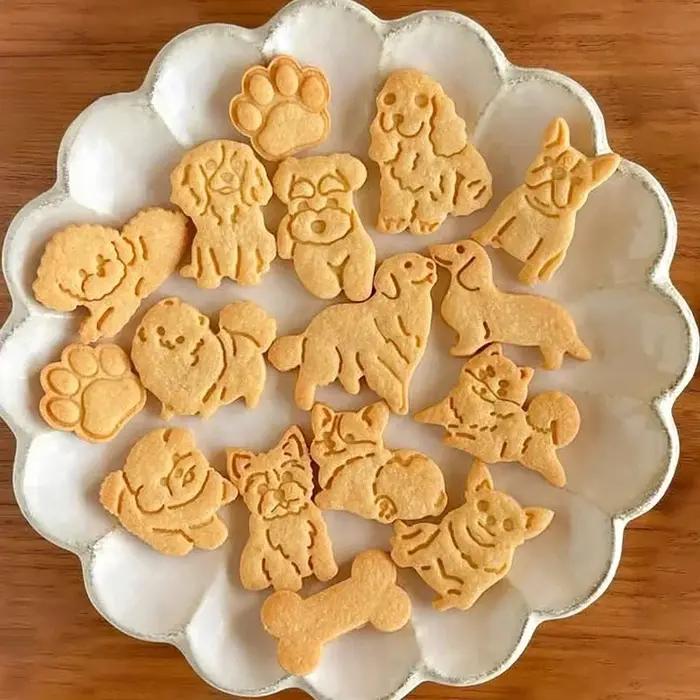 Animaux chien série emporte-pièce timbre en plastique dessin animé pressable Biscuit moule confiserie cuisine cuisson pâtisserie outils