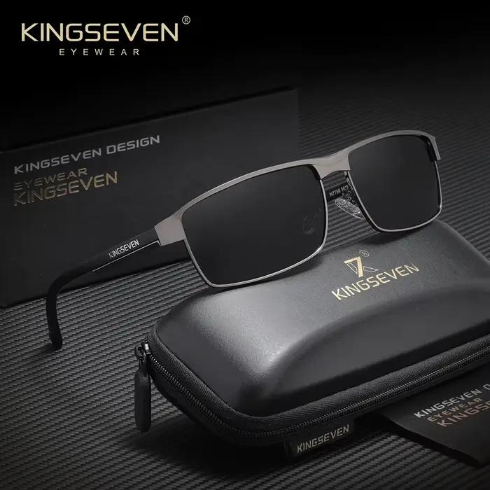 KINGSEVEN Lunettes de soleil polarisées rectangulaires UV400 pour hommes, lunettes de cyclisme, lune
