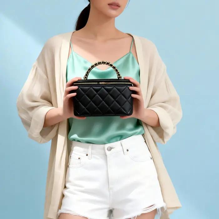 Sac à main à motif diamant avec chaîne : Sac de ville élégant, Sac à bandoulière polyvalent