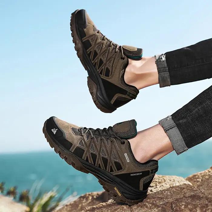 HIKEUP-Chaussures de Randonnée Respirantes à Lacets pour Homme, Baskets de Trekking, d'Escalade en P