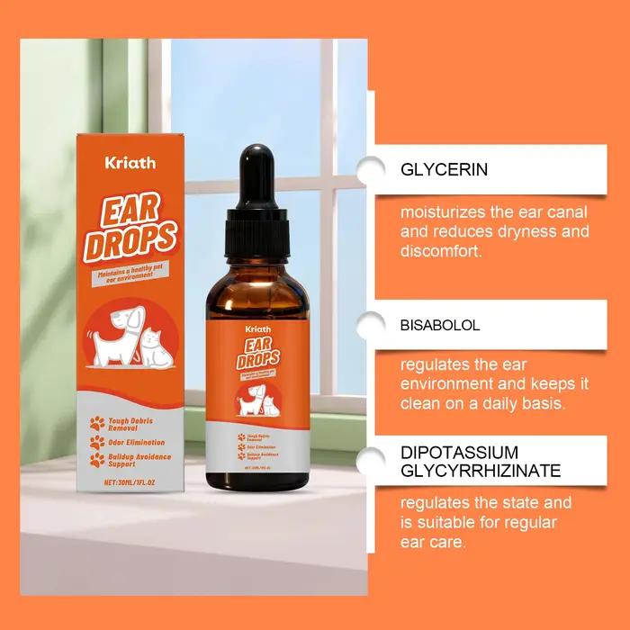 Gouttes pour le soin des oreilles des chiens et chats, supprime les démangeaisons et les odeurs, solution antifongique, nettoyage doux pour oreilles d'animaux de compagnie liquide 30ml