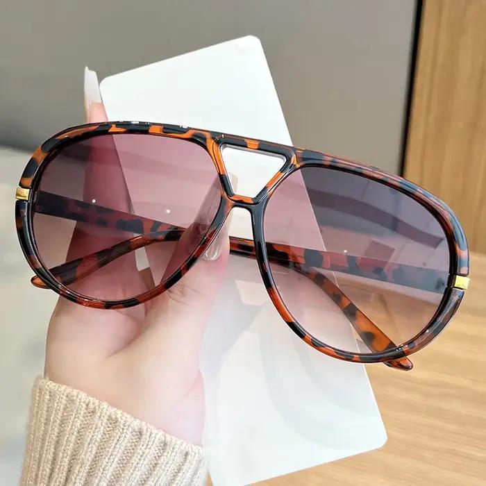 Lunettes de soleil surdimensionnées vintage pour femme - Style punk double branche protection UV chasse randonnée