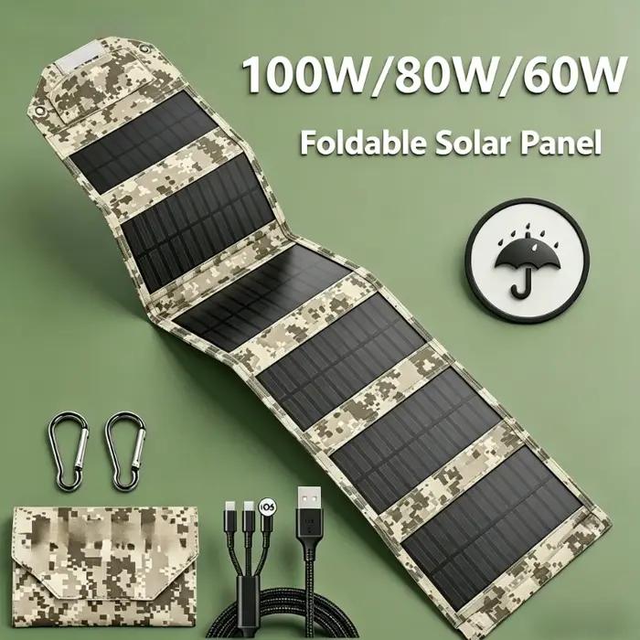 Panneau solaire pliable polyvalent pour recharger les appareils électroniques en plein air lors des voyages et expéditions en autonomie