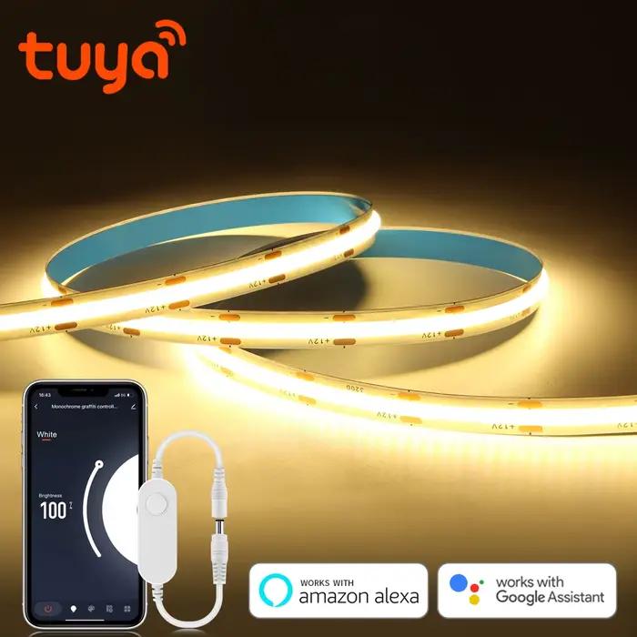Tuya-Bande LED COB Ultra Lumineuse, Smart Life, Ruban Flexible, 320-3000 K, RA90, Fonctionne avec Al