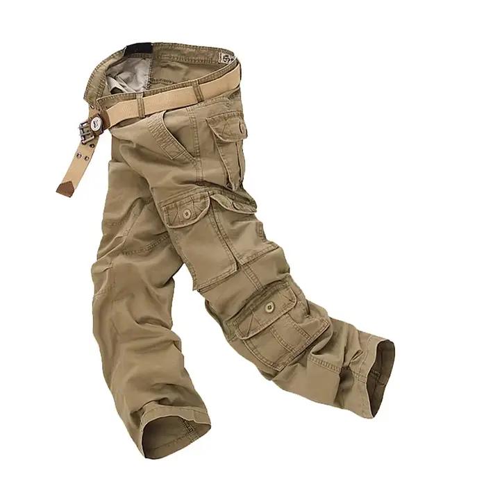 Pantalon cargo homme décontracté multi-poches en coton drap fin pour look urbain toute saison