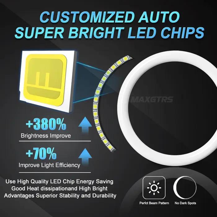 2x Angel Eyes Halo Ring 3528 LED puce voiture antibrouillard moto feux diurnes DRL avec clignotant 8