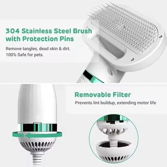 Sèche-cheveux 2-en-1 pour animaux de compagnie : Souffleur portable pour chien