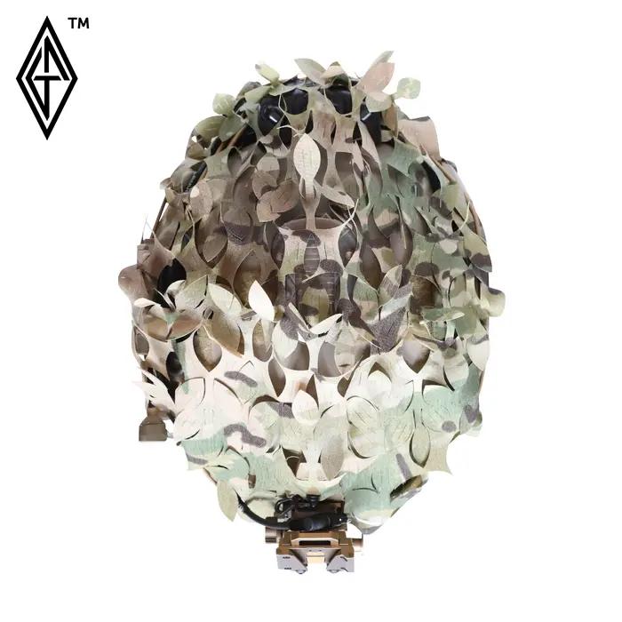 Housse casque camouflage 3D modulable feuilles personnalisables couverture herbe chasse discrétion