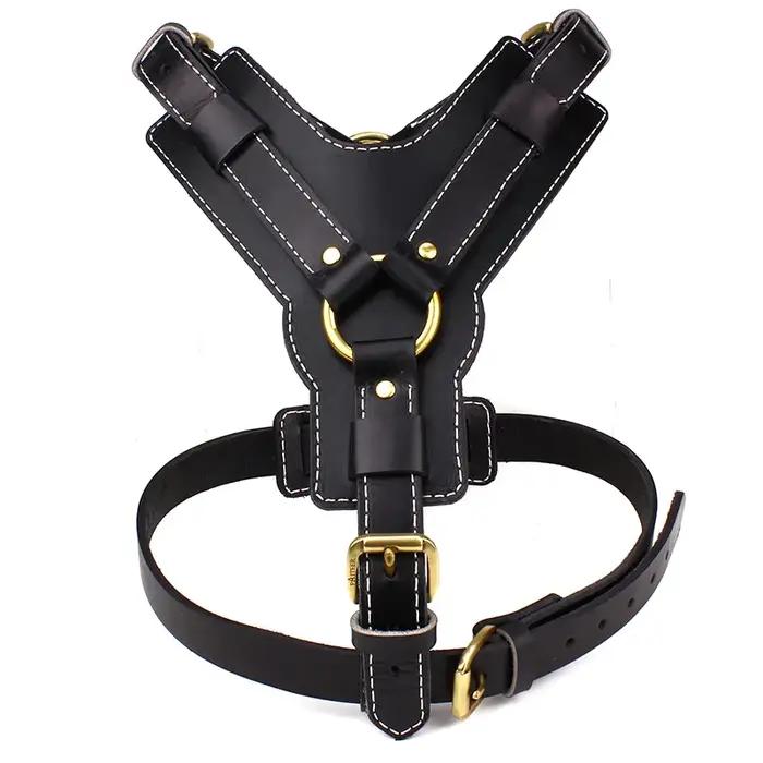 Harnais pour chien de grande taille en cuir véritable, harnais d'entraînement pour chien de grande t