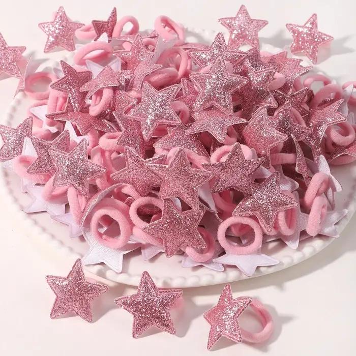 10/20 pièces filles rose coeur étoile enfants boucle de cheveux sans danger