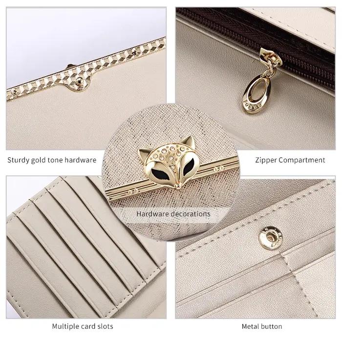 FOXER marque femmes portefeuille Long en cuir fendu dame pochettes de luxe porte-monnaie femme mode
