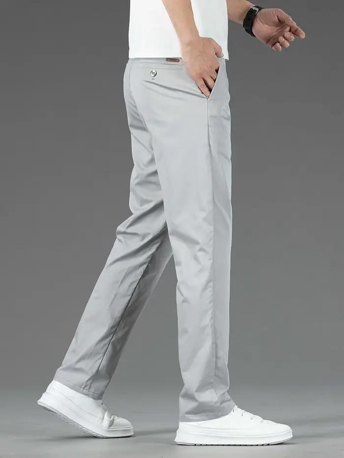 Printemps été nouveaux hommes pantalons décontractés mince mûrier soie doux affaires pantalon décont