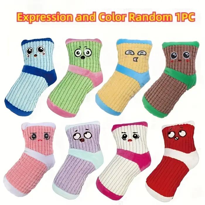 Jouet de chaussette de chien de dessin animé mignon, jouet en forme de chaussette, peluche grinçante