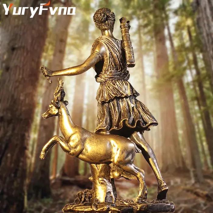YuryFvna-Sculpture de déesse de la chasse en résine vintage