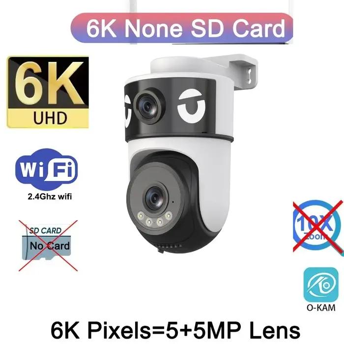 Caméra Sécurité Extérieure WiFi6 20MP Zoom Optique 10X 4 Lentilles 3 Écrans Tracking Auto 6K Double Objectif Étanche