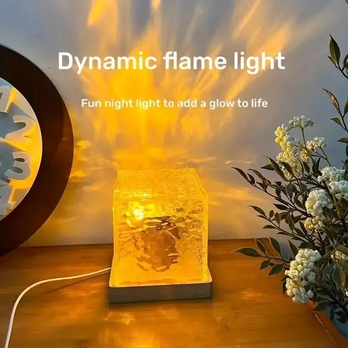 Projecteur d'Ondulation de l'Eau Rotatif ociamique, Lampe en Clip de Flamme pour Salon, Bureau, Cham