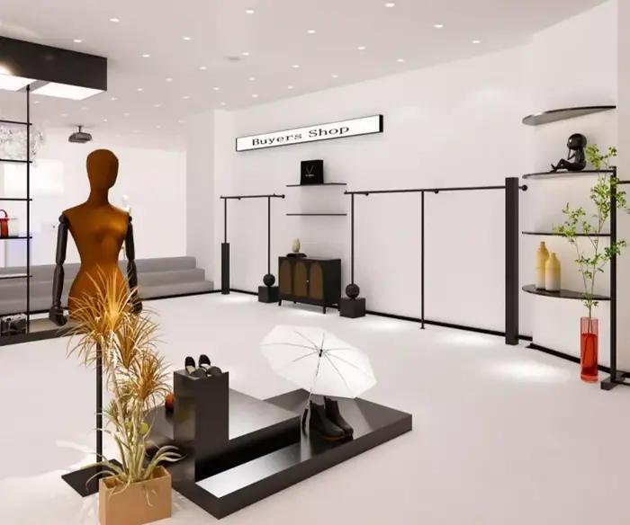 Présentoir de magasin de vêtements pour femmes