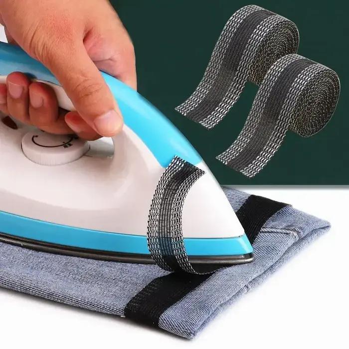 Tissu à coudre auto-adhésif pour pantalons, pâte à repasser sur le bord des pantalons, raccourcie les pantalons de réparation pour vêtements en Jean et pantalons en Jean, bricolage