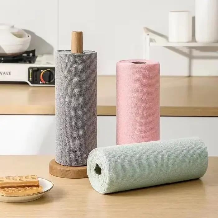 Lingette de nettoyage réutilisable, chiffon de cuisine domestique, rouleaux de serviettes en microfibre, chiffons à vaisselle, remplacement de serviettes en papier de lavage, 1 rouleau de 20 feuilles