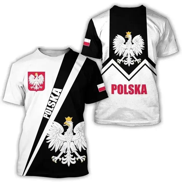 T-shirt imprimé 3D à thème drapeau de Pologne pour hommes et femmes, tee-shirt d'été à séchage rapide, respirant, mode urbaine, vêtements décontractés, coupe ample, manches courtes