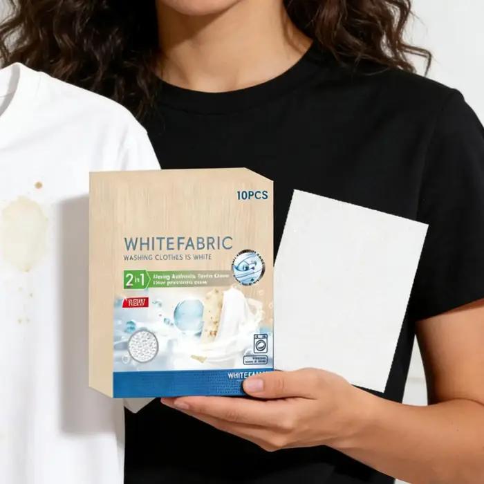 10 Feuilles de Blanchissant Textile Blanc pour Lave-Linge – Restaure la Blancheur du Coton