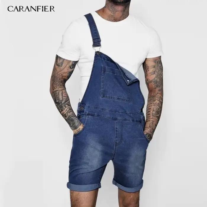 CARANFIER jean hommes combinaisons haute rue en détresse Denim salopette pour homme genou Kength pantalon lavage poche