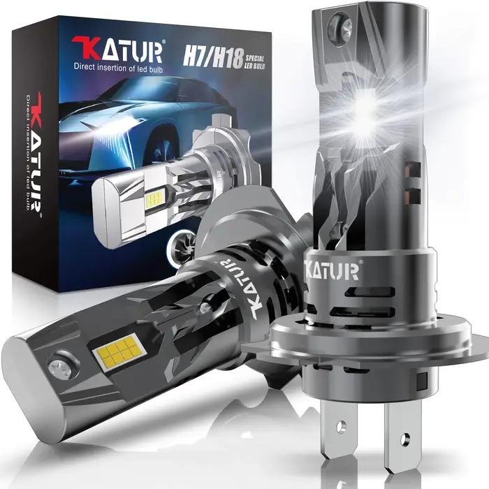 Ampoule LED Turbo H7 Socket Base pour Phares Auto Moto Blanc 6000K 20000LM Plug and Play Haute Performance Visibilité Sécurité