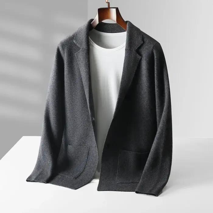 100% laine mérinos pull hommes costume col Cardigan pantalon ensemble intelligent tricots décontract