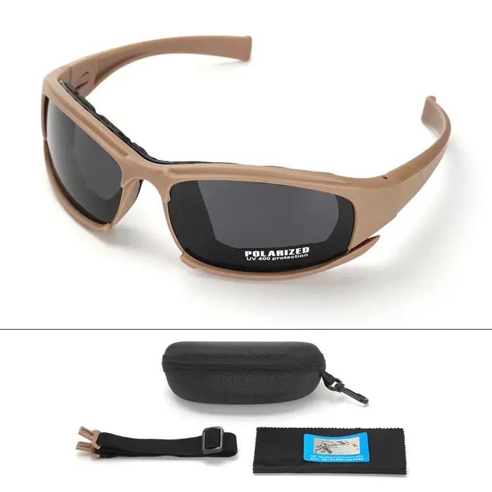 Lunettes tactiques 4 lentilles polarisées - Protection anti-vent et anti-poussière pour sports extrêmes