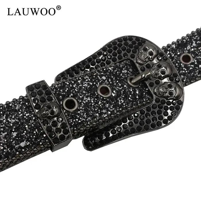 Ceintures en strass crâne pour femmes et hommes, bracelet en cuir Y2K clouté en cristal, Cowgirl occ