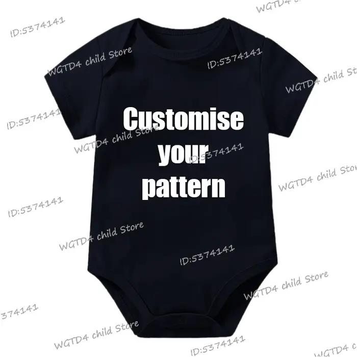 Personnalisez Votre Motif Logo Vêtements Nouveau-né Combinaison Bébé en Coton Doux Conception de Logo Personnalisée DIY Combinaisons Bébé Garçon Fille Respectueuses de la Peau