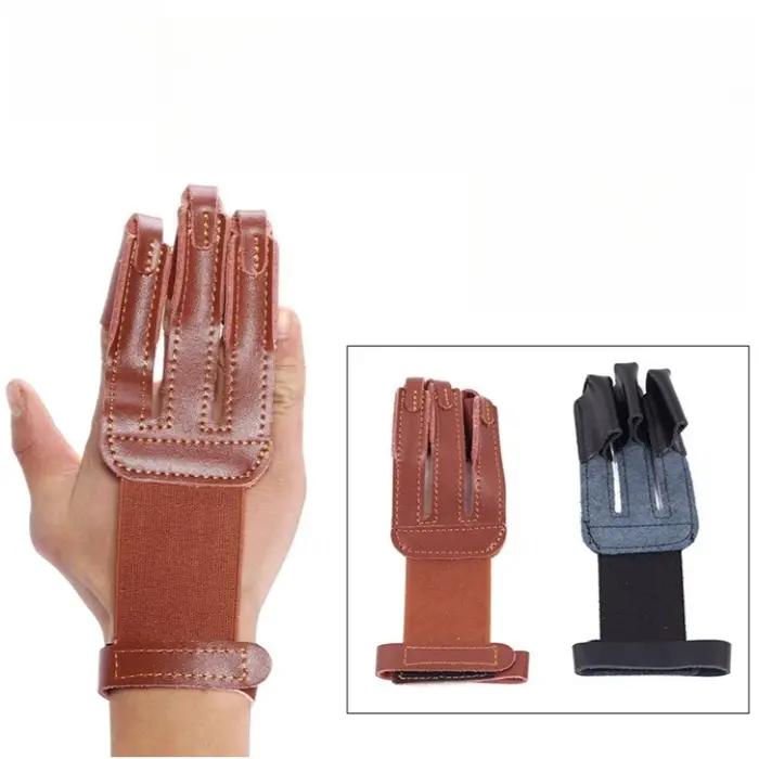 Gant trois doigts tir à l'arc cuir vachette - Protection main chasse et sports outdoor