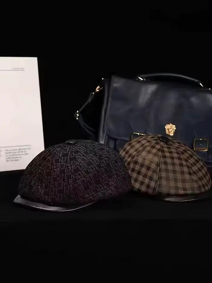 Nouveau chapeau Boina en cuir véritable daim mat béret en peau de mouton chaud hiver coton hommes re
